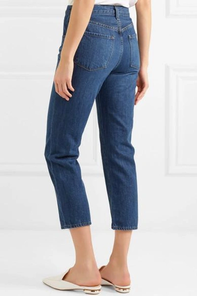 Shop J Brand Wynne Cropped High-rise Straight-leg Jeans In Mid Denim