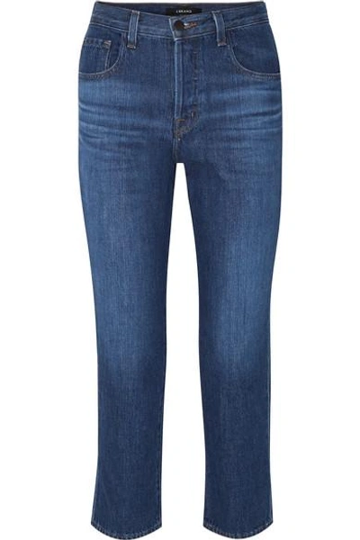 Shop J Brand Wynne Cropped High-rise Straight-leg Jeans In Mid Denim