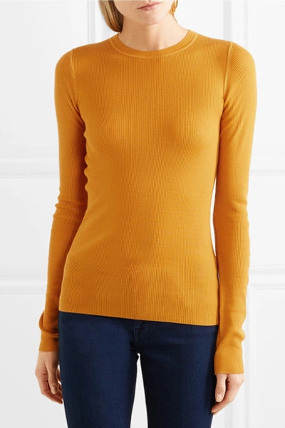 Shop Theory Miriz Ribbed Merino Wool Sweater In Orange
