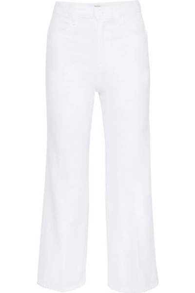 Shop J Brand Joan Cropped High-rise Flared Jeans In White