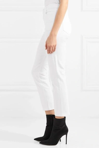 Shop J Brand Ruby Cropped High-rise Straight-leg Jeans In White