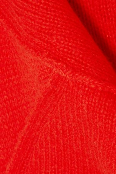 Shop Tory Burch Eva Convertible Oversized Wool-blend Turtleneck Sweater In Bright Orange