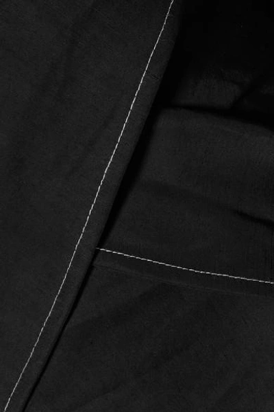 Shop Beaufille Prima Off-the-shoulder Stretch Linen-blend Blouse In Black