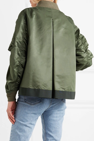 Shop Sacai Oversized Shell Bomber Jacket In Army Green