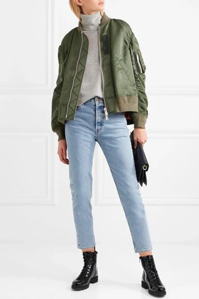 Shop Sacai Oversized Shell Bomber Jacket In Army Green