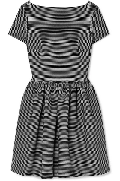 Shop Miu Miu Striped Ribbed Stretch-jersey Mini Dress In Black