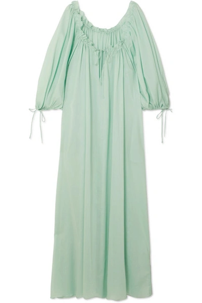 Shop Three Graces London Almost A Honeymoon Ruffled Cotton-voile Maxi Dress In Mint