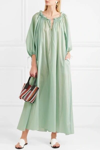 Shop Three Graces London Almost A Honeymoon Ruffled Cotton-voile Maxi Dress In Mint