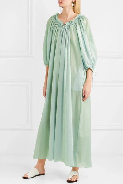 Shop Three Graces London Almost A Honeymoon Ruffled Cotton-voile Maxi Dress In Mint