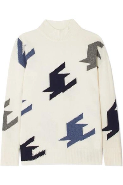 Shop Victoria Beckham Houndstooth Intarsia Cashmere Sweater In White