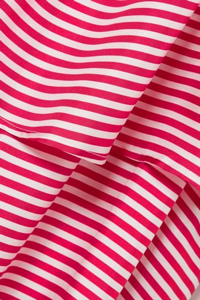 Shop Paper London Amalfi Rope-trimmed Striped Silk-twill Maxi Dress In Red