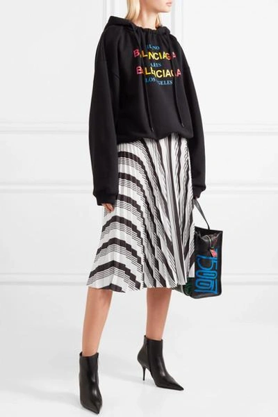 Shop Balenciaga Pleated Printed Crepe Skirt In White