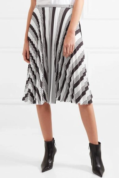 Shop Balenciaga Pleated Printed Crepe Skirt In White