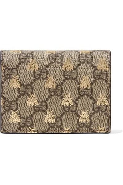 Shop Gucci Gg Supreme Printed Coated-canvas And Leather Wallet