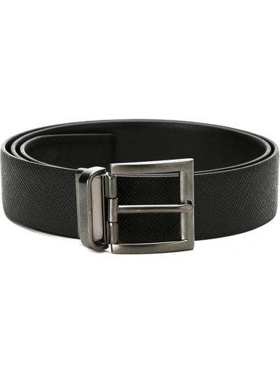 Shop Prada Classic Saffiano Belt - Black