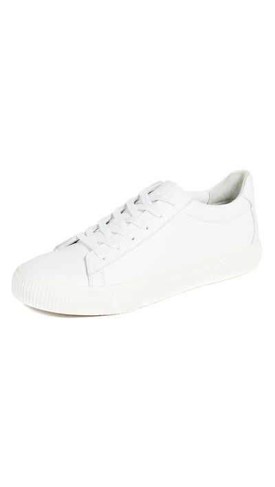 Shop Vince Kurtis Leather Sneakers In White