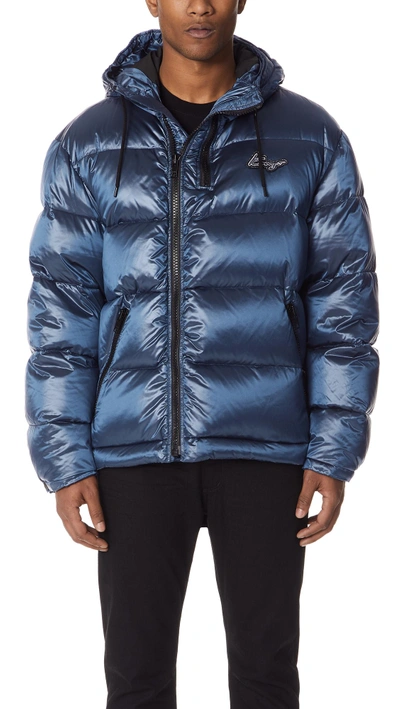 Shop Kenzo Down Jacket With Zips In Blue