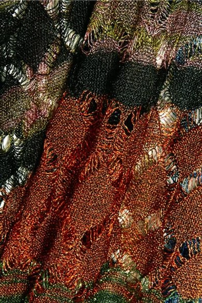 Shop Missoni Metallic Crochet-knit Scarf In Blue