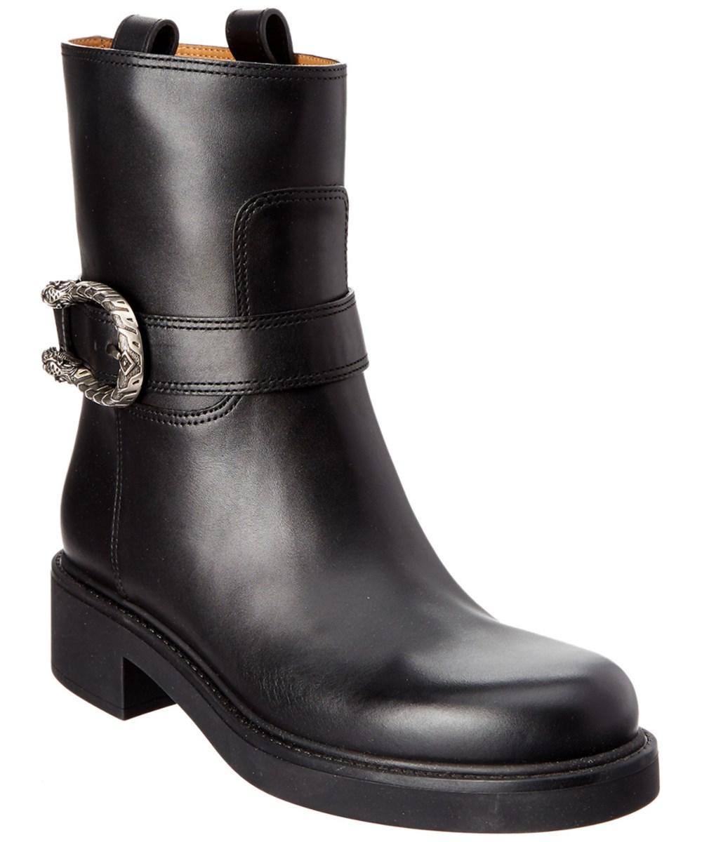 Gucci Dionysus Leather Ankle Boot In 