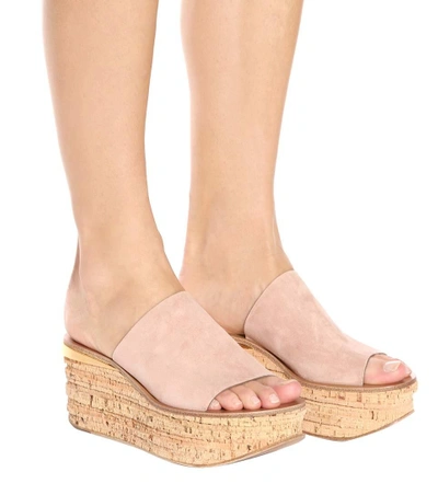 Shop Chloé Camille Suede Platform Sandals In Pink