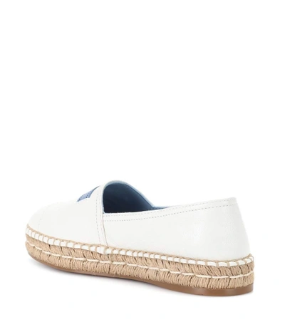 Shop Prada Leather Espadrilles In White