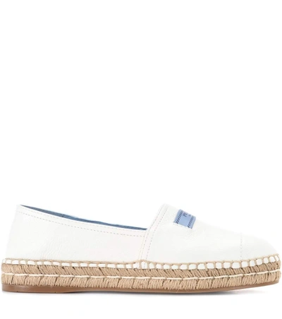 Shop Prada Leather Espadrilles In White