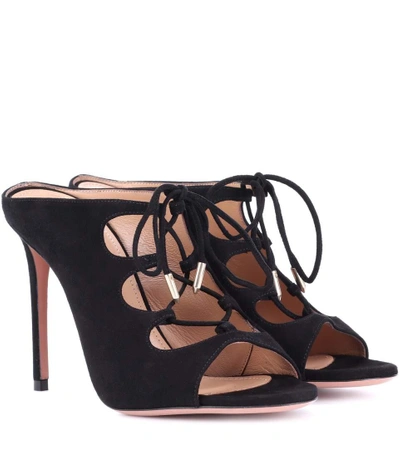 Shop Aquazzura Flirt 105 Suede Sandals In Black