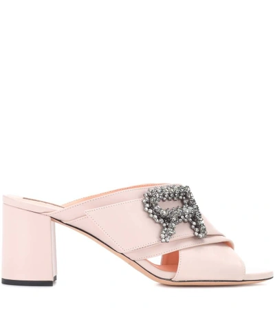 Shop Rochas Embellished Leather Sandals In Pink
