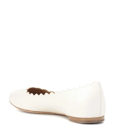 Shop Chloé Lauren Leather Ballet Flats In White