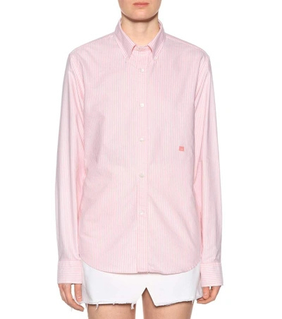 Shop Acne Studios Face Striped Cotton Shirt In Pink