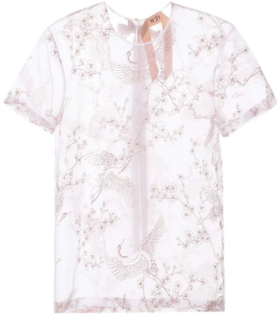 Shop N°21 Embroidered Silk Shirt In White