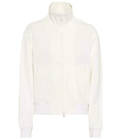 Shop Y-3 Zipped Cotton-blend Sweatshirt In White
