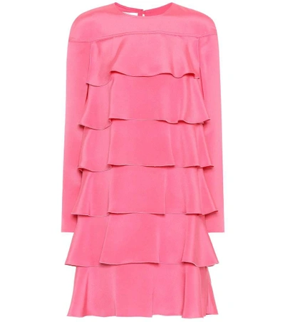 Shop Valentino Tiered Silk Dress In Pink