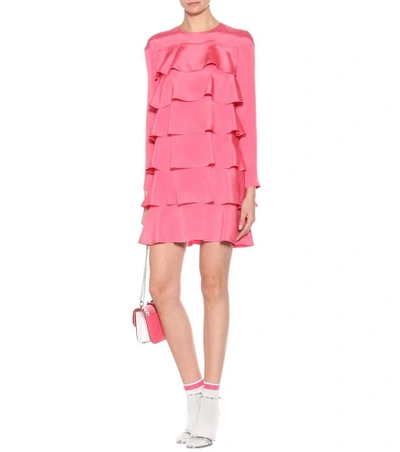 Shop Valentino Tiered Silk Dress In Pink