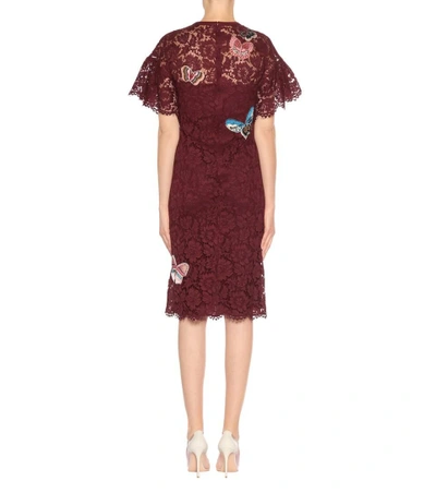 Shop Valentino Embroidered Lace Dress In Purple