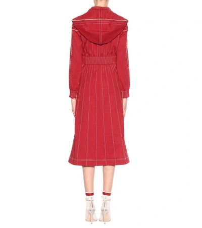 Shop Valentino Techno Jersey Hooded Maxi Dress In Red