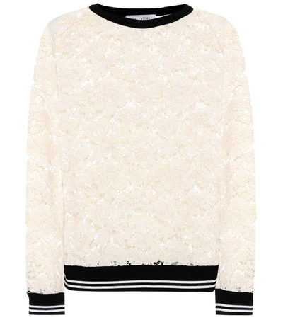 Shop Valentino Lace Sweater In White