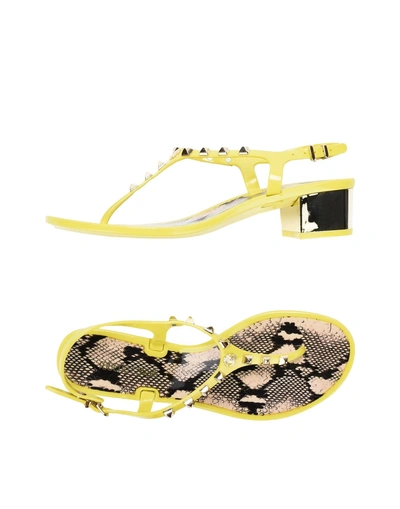 Shop Roberto Cavalli Toe Strap Sandals In Yellow