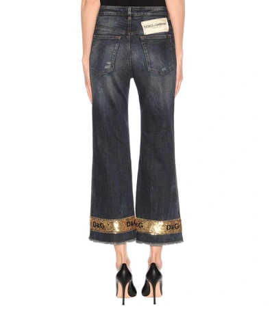 Shop Dolce & Gabbana Sequin Embellished Wide-leg Jeans In Blue