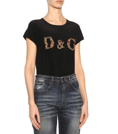 Shop Dolce & Gabbana Sequin Embellished Wide-leg Jeans In Blue