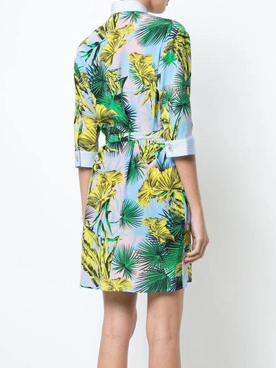 Shop Versace Leaves Print Shirt Dress