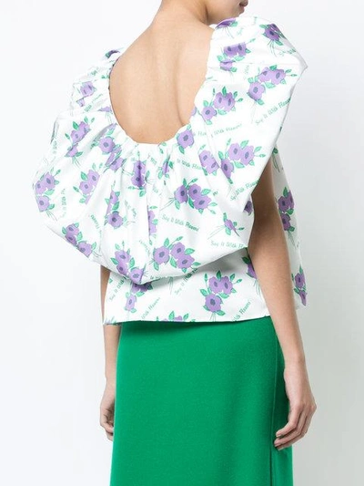 Shop Rosie Assoulin Floral Ruffle Top - White