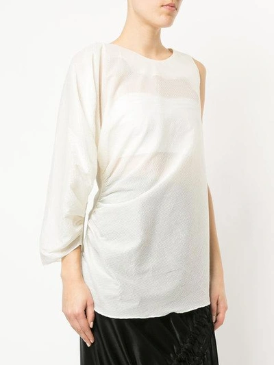 Shop Christopher Esber Single Sleeve Gathered Top In White