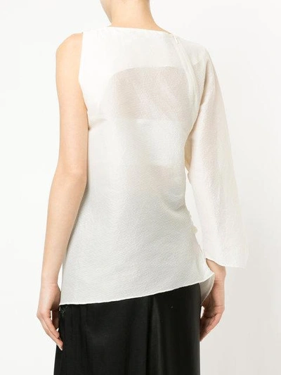 Shop Christopher Esber Single Sleeve Gathered Top In White