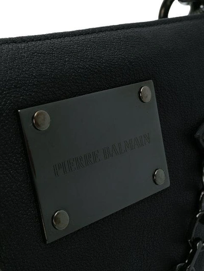 Shop Pierre Balmain Studded And Chain Detail Shoulder Bag