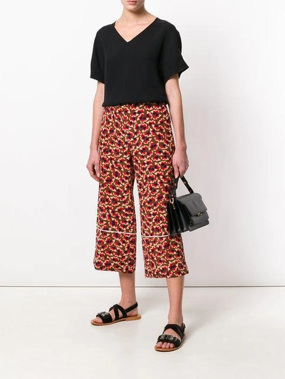 Shop Marni Graphic Print Cropped Flared Trousers