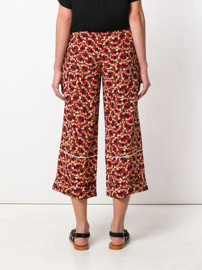 Shop Marni Graphic Print Cropped Flared Trousers