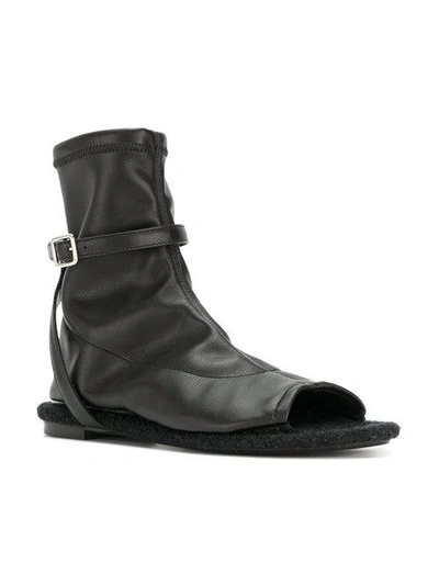 Shop Mm6 Maison Margiela Buckled Open Toe Boots - Black