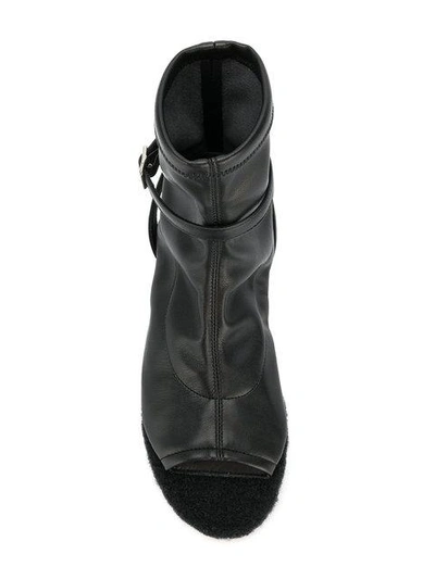 Shop Mm6 Maison Margiela Buckled Open Toe Boots - Black