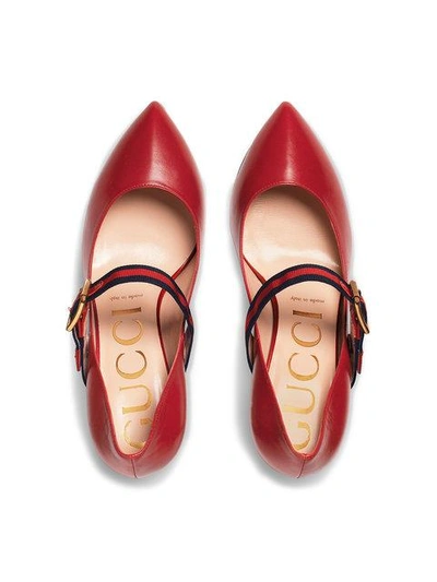 Shop Gucci Sylvie Leather Pump In 6488 Hibiscus Red